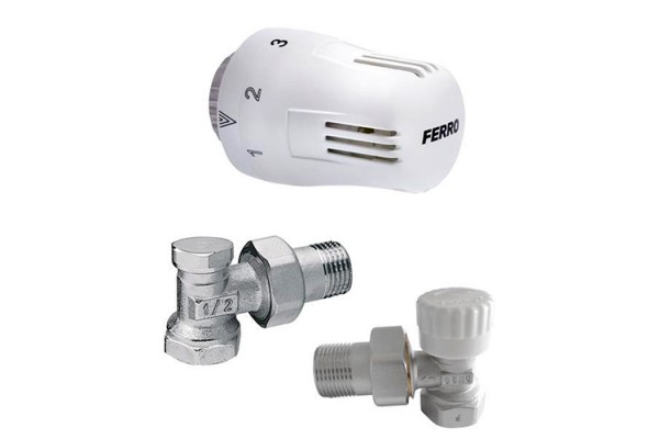 Комплект (подача+обратка+термоголовка) Ferro 1/2