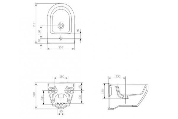 Биде подвесное  для ванной комнаты CERSANIT TAISA 35,5x51,5x33 cm