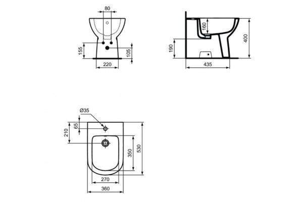 Биде  для ванной комнаты  IDEAL STANDARD TEMPO, BACK TO WALL , 36x53x40 cm