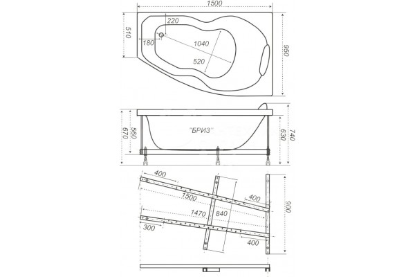 Ванна Triton Бриз 1500*950 mm L