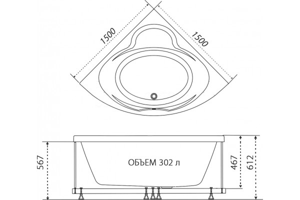 Ванна Triton Троя 1500*1500 mm
