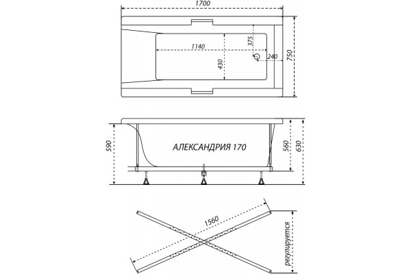 Ванна Triton Александрия 1700*750  mm