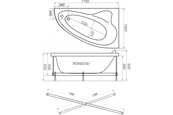 Ванна Triton Изабель 1700*100 mm  L