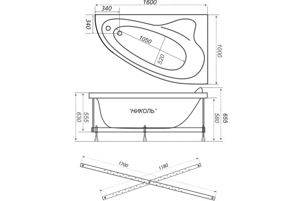 Ванна Triton Николь 1600*1000 mm  L