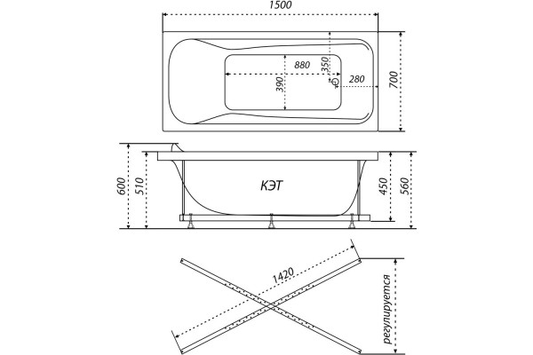 Ванна Triton Кэт 1500*700 mm