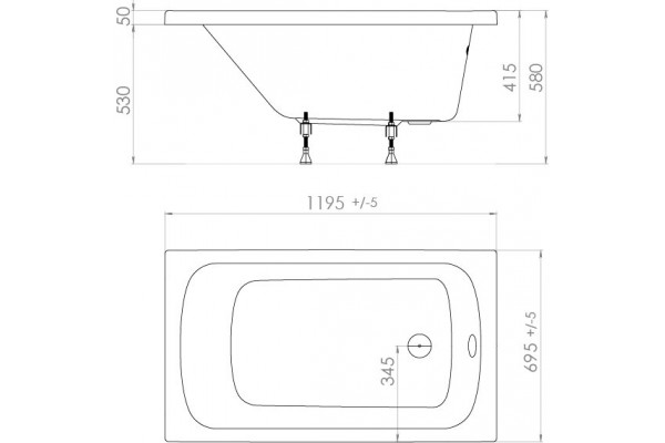 Ванна Triton Стандарт 1200*700 mm