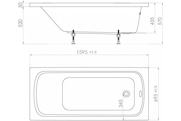 Ванна Triton Стандарт 1600*700 mm
