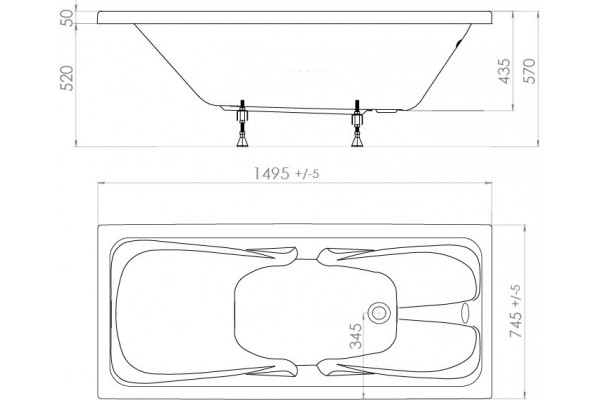 Ванна Triton Стандарт 1500*750 mm