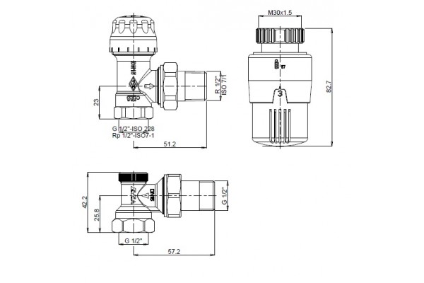 Комплект E.C.A. TRV4/GV3-1/2 (PEX) с терморегулятором